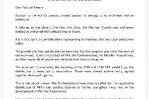 欧/亚/中北美足联联合声明：FIFA并未承认出售提案存在根本性错误